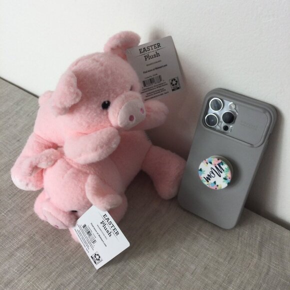 Lot of 2 Way to Celebrate Easter Small Lying Pink Pig Plush Stuffed Animal Toy - Picture 2 of 8